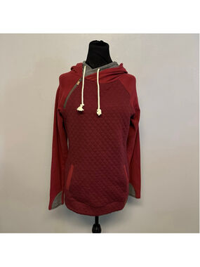 NWT Ampersand Avenue Red & Gray Quilted Hoodie women’s Size Small